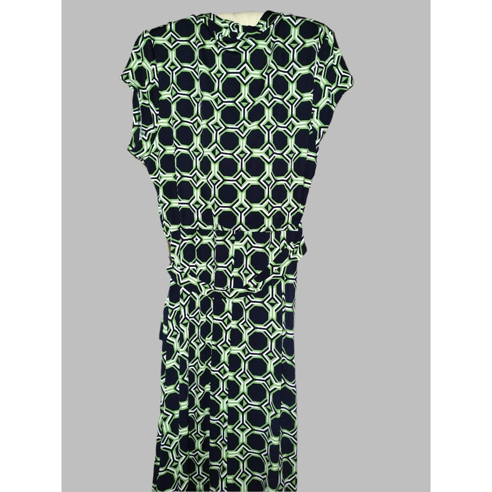 Liz Claiborne Black & Green Wrap Midi Dress with Belt Tie - size L - Picture 3 of 5